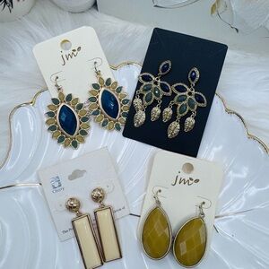 Elegant Teal, Cream and Gold Earrings Bundle